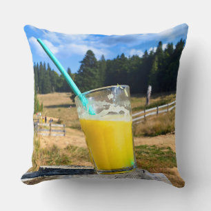 Orange Juice Outdoors – Nature Forest Photography Throw Pillow