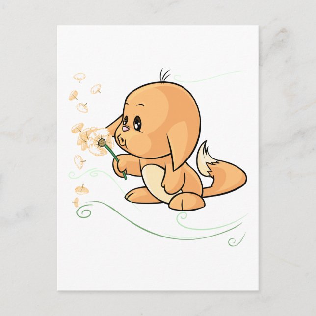 Orange Kacheek wishing on a dandelion Postcard (Front)