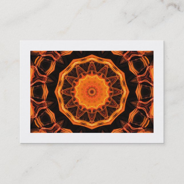 Orange Kaleidoscope 01 (bordered) Business Card (Front)