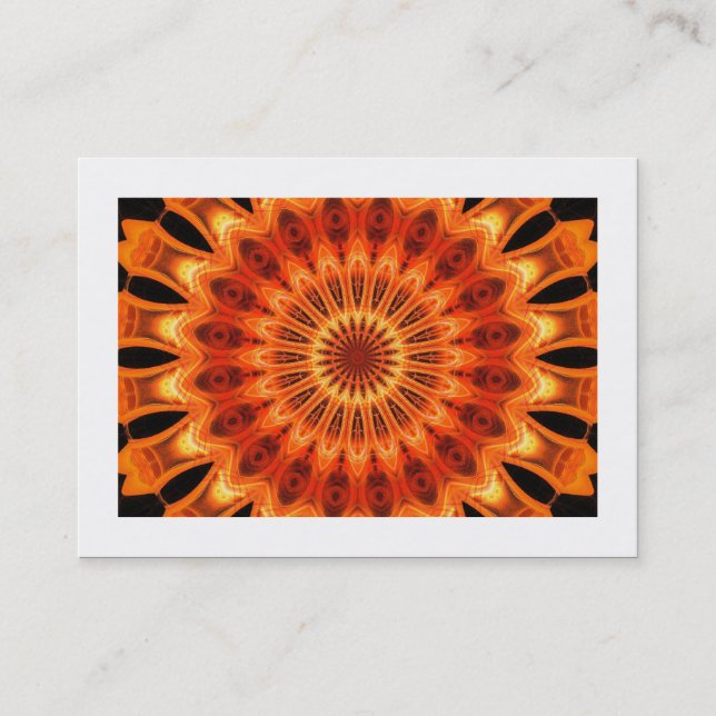 Orange Kaleidoscope 06 (bordered) Business Card (Front)