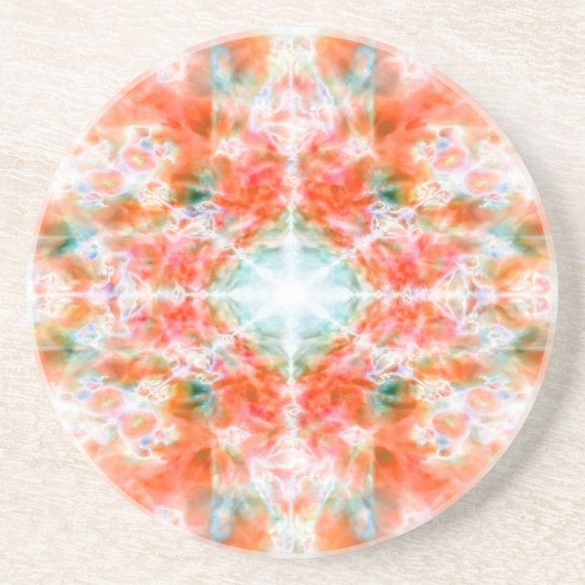 Orange kaleidoscope pattern coaster (Front)