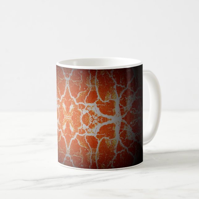 Orange kaleidoscope pattern coffee mug (Front Right)