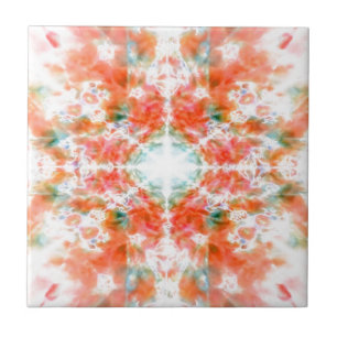 Orange kaleidoscope pattern tile