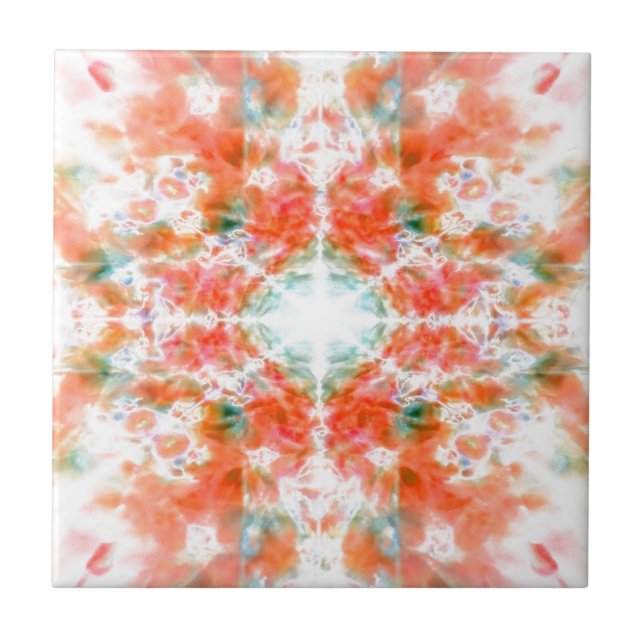 Orange kaleidoscope pattern tile (Front)