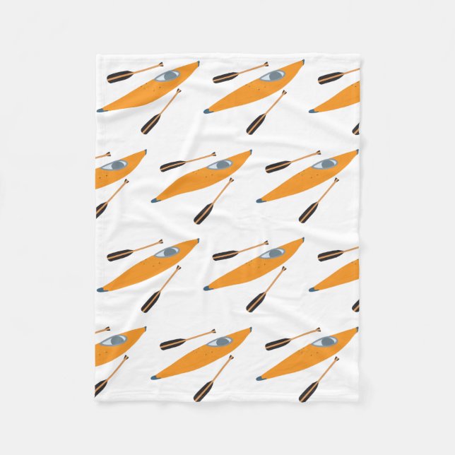Orange Kayak with Oars Fleece Blanket (Front)
