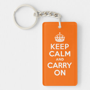 Orange Keep Calm and Carry On Keychain
