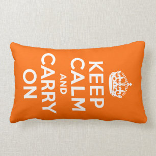 Orange Keep Calm and Carry On Lumbar Pillow