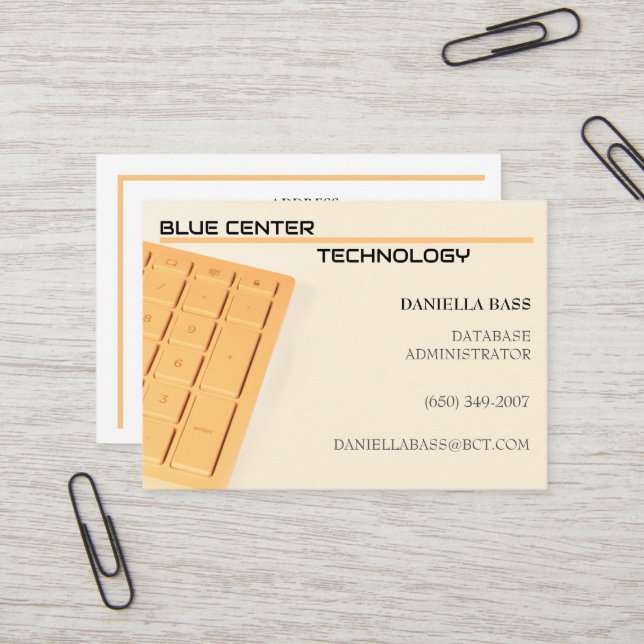  Orange  Keyboard Information Technology Business Card (Front/Back In Situ)
