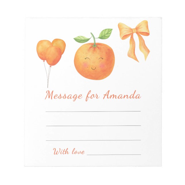 orange kids birthday time capsule message notepad (Front)