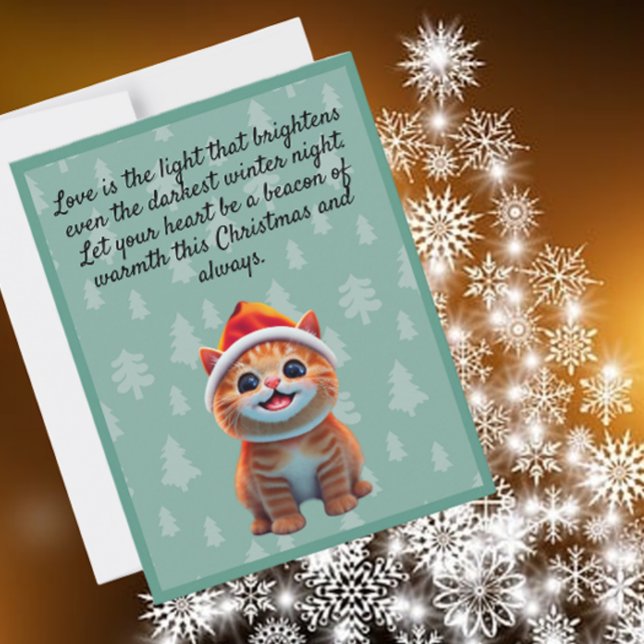 Orange Kitten à Santa Hat Carte Appartement de Noë (Créateur téléchargé)