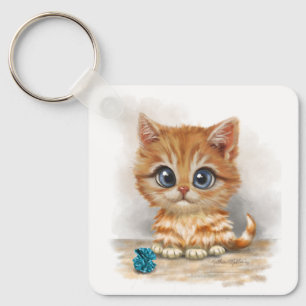 Orange Kitten Cartoon Keychain