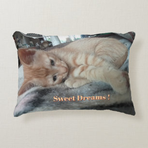 Orange Kitten , Funny Text ,  Photo Customisable   Accent Pillow