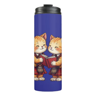 Orange Kitties Reading Burns Night Thermal Tumbler