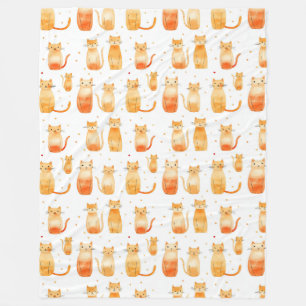 Orange Kitty Cats Fleece Blanket