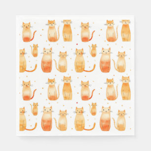 Orange Kitty Cats Napkin