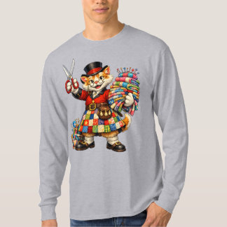 Orange kitty wearing a quilt kilt T-Shirt