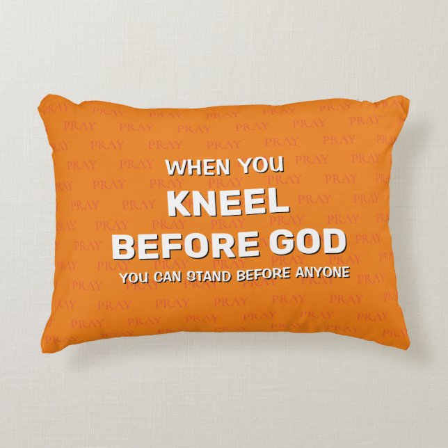 ORANGE KNEEL AVANT DIEU Prière Accent Coussin (Devant)
