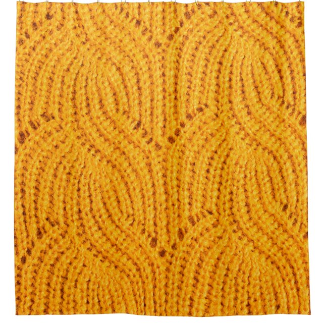 Orange knitted sweater, textured background. (Front)