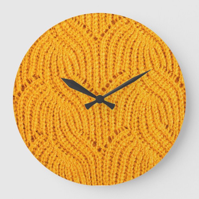 Orange knitted sweater, textured background. large clock (Front)