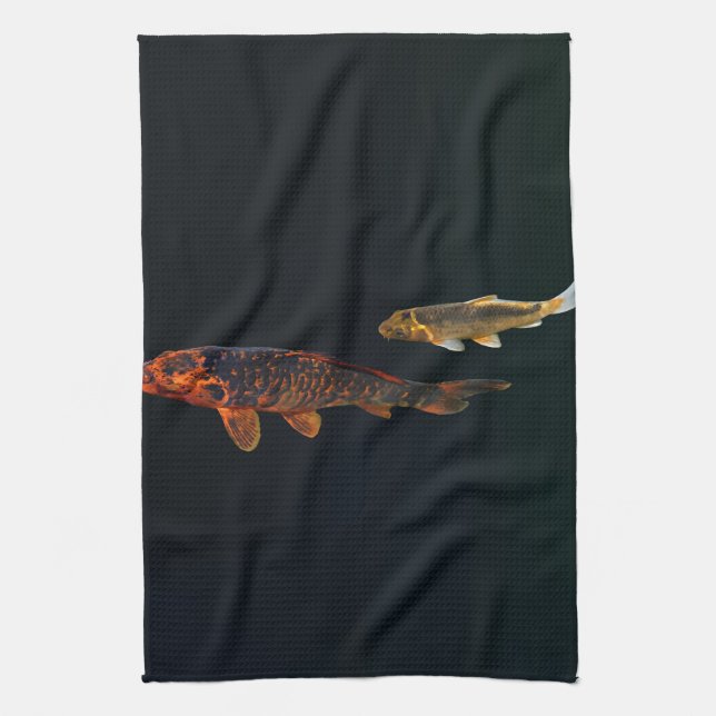 Orange Koi and Gold Koi Kitchen Towel (Vertical)