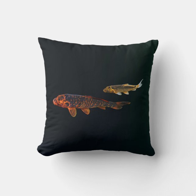 Orange Koi and Gold Koi Throw Pillow (Front)
