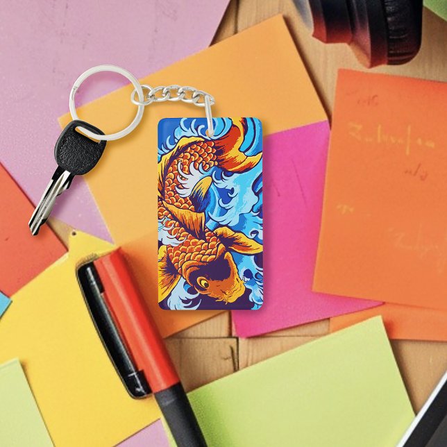 Orange Koi Fish Blue Keychain (Creator Uploaded)
