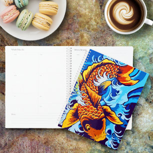 Orange Koi Fish Blue Planner