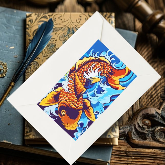 Orange Koi Fish Blue Sticker (Creator Uploaded)