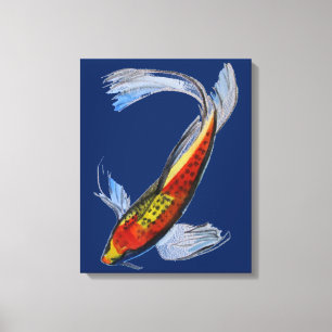 Orange Koi Japanese carp fish watercolour art Canvas Print