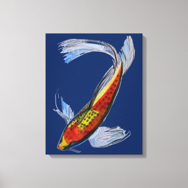Orange Koi Japanese carp fish watercolour art Canvas Print (Front)