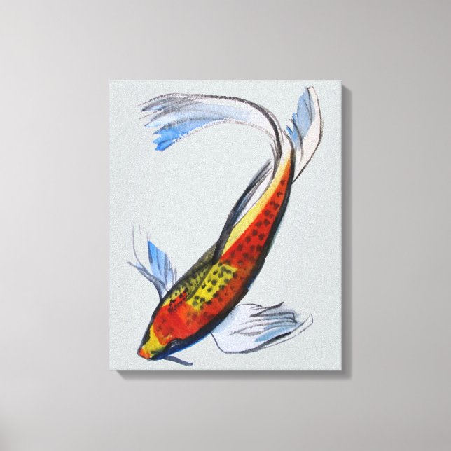 Orange Koi Japanese carp fish watercolour art Canvas Print (Front)