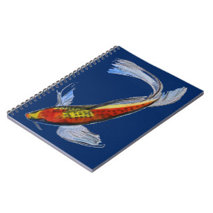 Orange Koi Japanese watercolour carp art Notebook