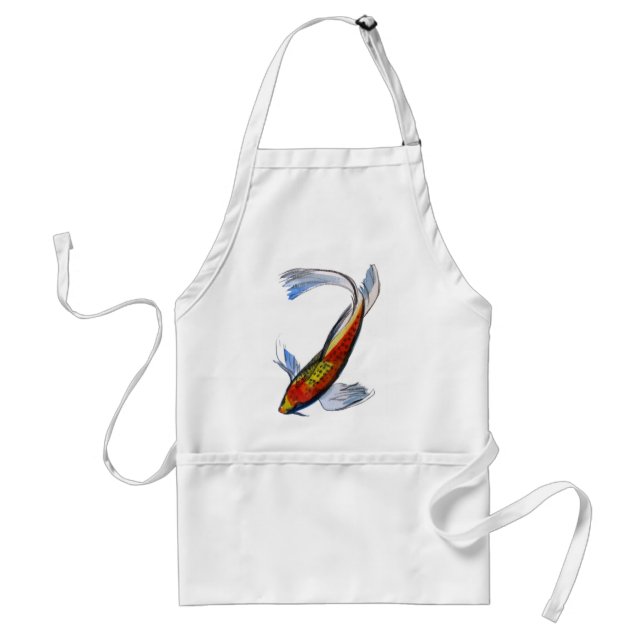 Orange Koi Japanese watercolour carp art Standard Apron (Front)