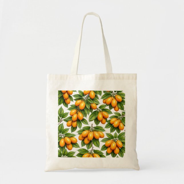 Orange Kumquat Botanical Pattern Tote Bag (Front)