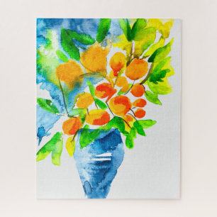Orange kumquat fruit art watercolor jigsaw puzzle