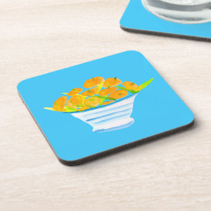 Orange kumquats watercolor fruit coaster