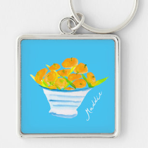 Orange kumquats watercolor fruit keychain