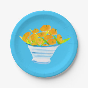 Orange kumquats watercolor fruit paper plate