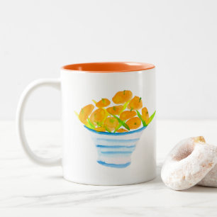 Orange kumquats watercolor fruit Two-Tone coffee mug