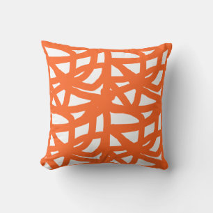 Orange lace pattern throw pillow