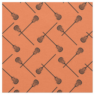 Orange Lacrosse Black Sticks Patterned Fabric