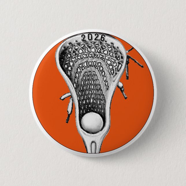 Orange Lacrosse Team Gifts 2 Inch Round Button (Front)