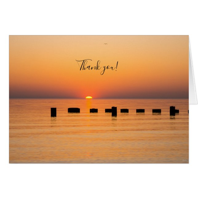Orange Lake Sunrise Thank You Card (Front Horizontal)