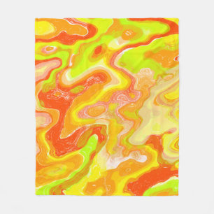 Orange Lava Marble Topographic Texture Abstract Fleece Blanket