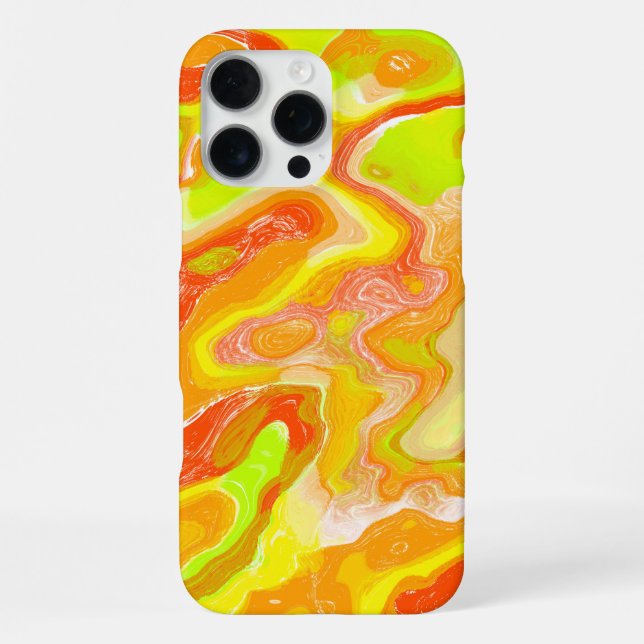 Orange Lava Marble Topographic Texture Abstract iPhone Case (Back)