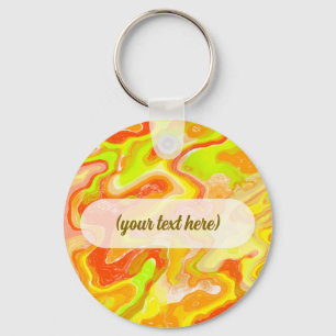 Orange Lava Marble Topographic Texture Abstract Li Keychain