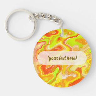 Orange Lava Marble Topographic Texture Abstract Li Keychain
