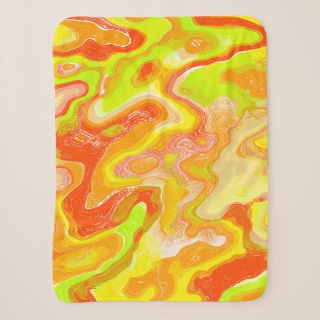 Orange Lava Marble Topographic Texture Abstract Sherpa Blanket (Front)