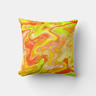 Orange Lava Marble Topographic Texture Abstract Throw Pillow