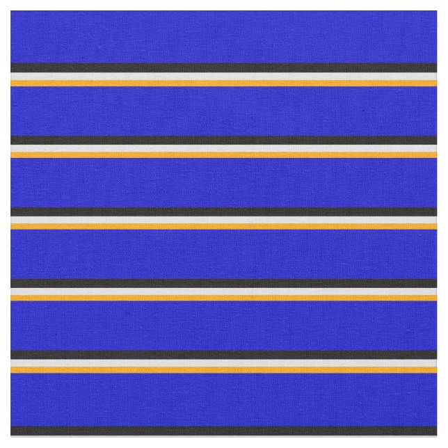 Orange, Lavender, Black, and Blue Stripes Pattern Fabric (Close Up)